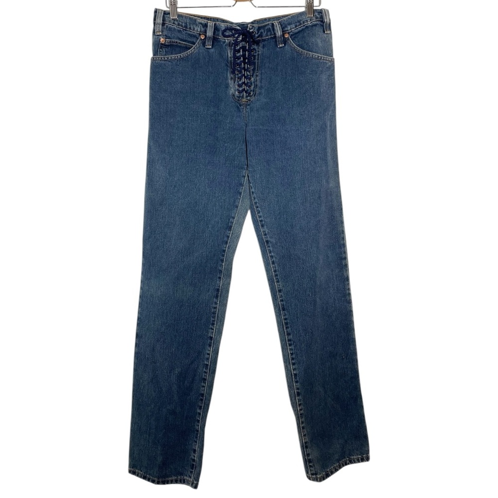 Vintage Todd Oldham Y2K Medium Dark Lace Up Straight Leg Jeans - 32 / Large